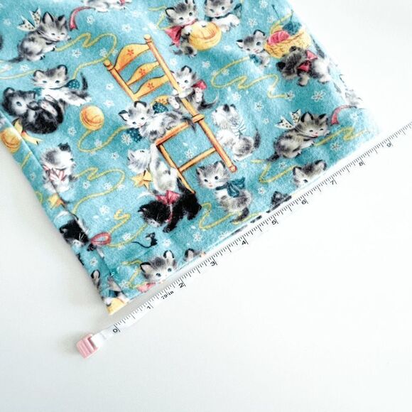 PJ Zzzz Womens Lounge Pajama Pants Flannel Drawstring Cats Kitten Blue XS - Picture 6 of 9